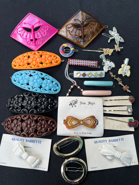 Job Lot of 25 Vintage Multicoloured Hair Clips