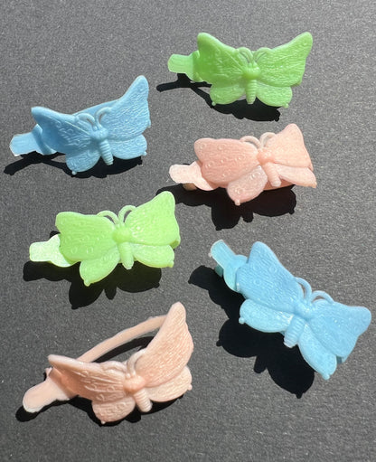 6 Vintage 1960s Butterfly Hairclips - 3.5cm