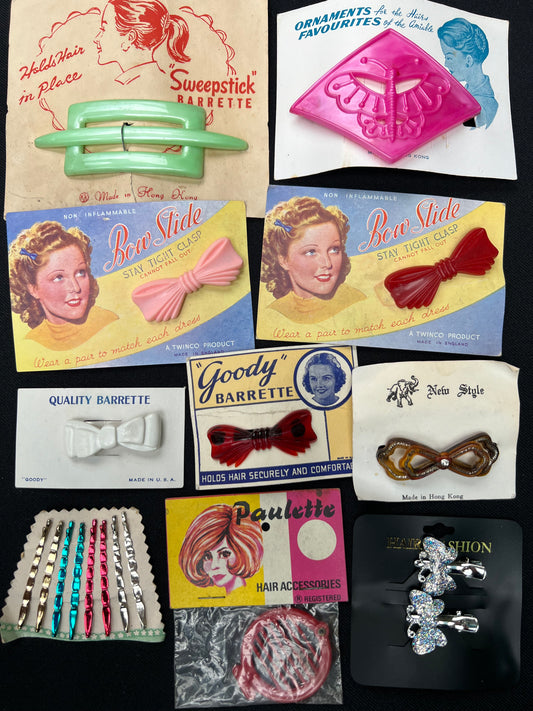 Job Lot of 10 Vintage Hair Accessories on Display Cards
