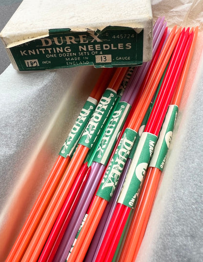 Box of 12 Sets of 4 Double Pointed Gauge 13 DUREX Casein KNITTING NEEDLES - 10" or 12" Long
