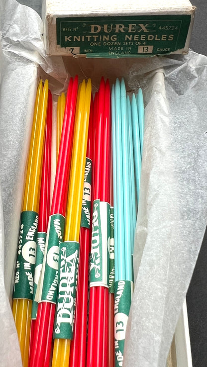 Box of 12 Sets of 4 Double Pointed Gauge 13 DUREX Casein KNITTING NEEDLES - 10" or 12" Long