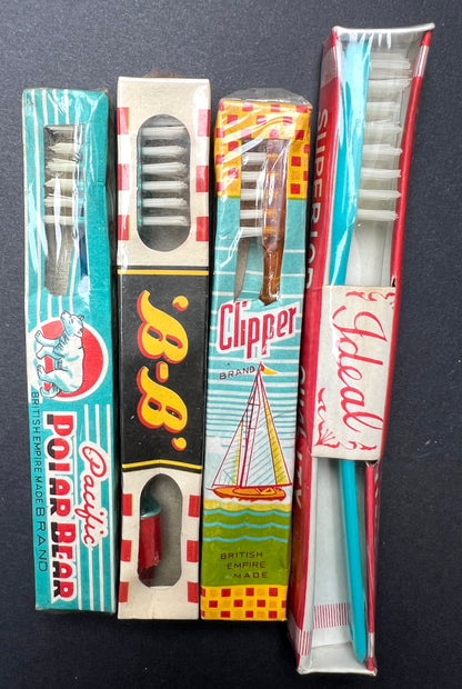 4 Vintage Toothbrushes in Excellent Boxes