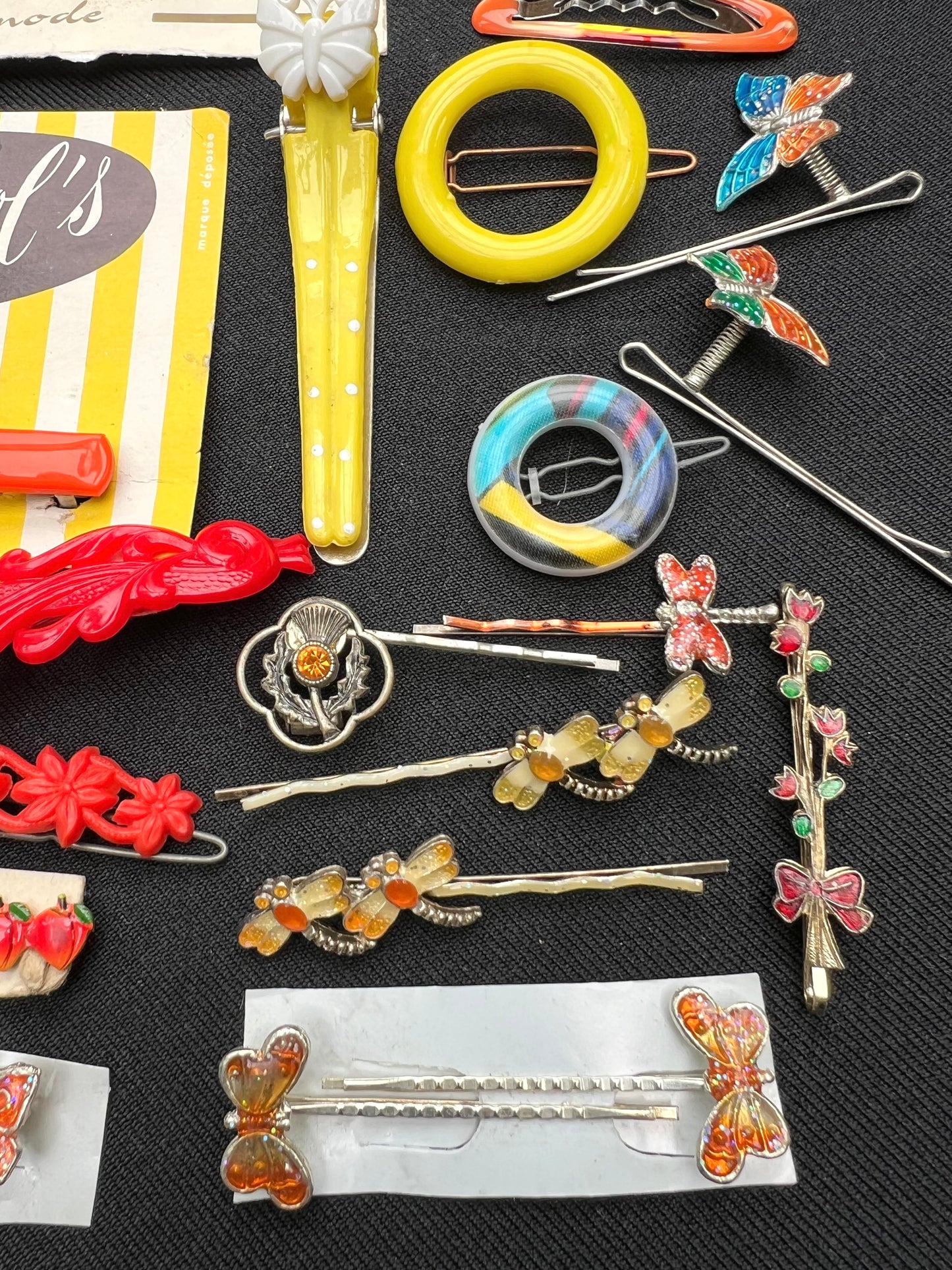 25 Orange, Red, Yellow & Blue Vintage Hair Accessories