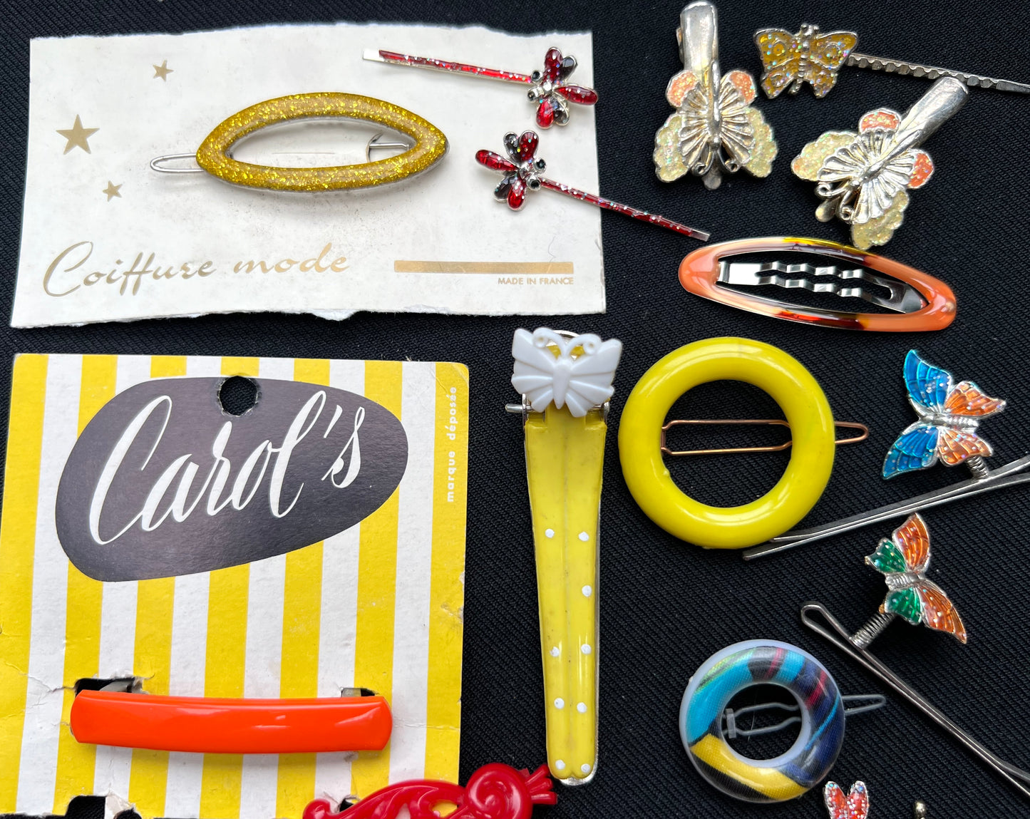 25 Orange, Red, Yellow & Blue Vintage Hair Accessories