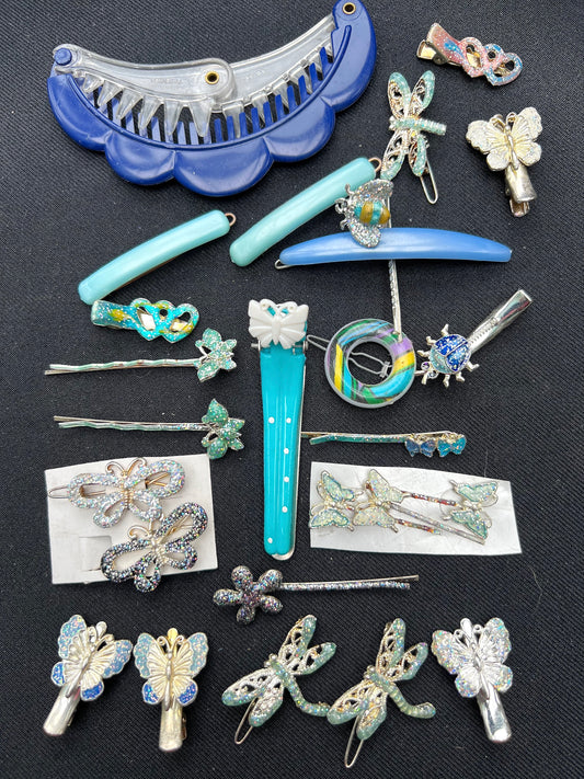 26 Vintage Blue Hair Accessories