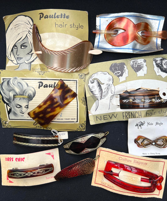 10 Vintage Tortoiseshell & Brown Hair Accessories