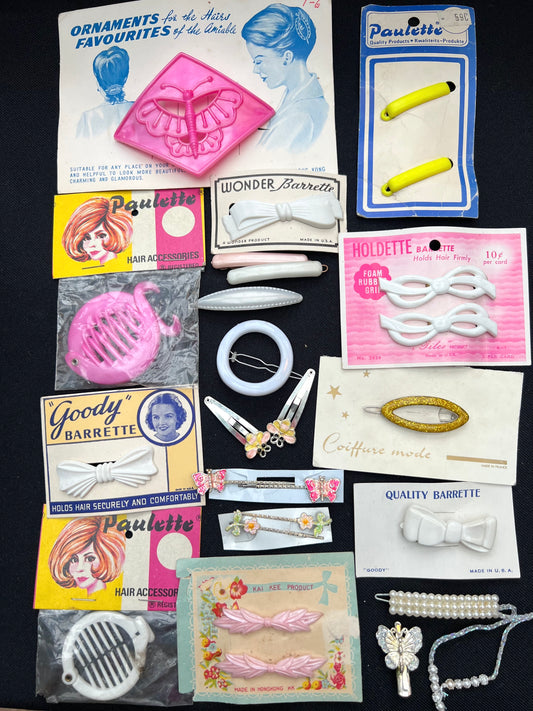 25 Pink, Yellow & White Vintage Hair Accessories