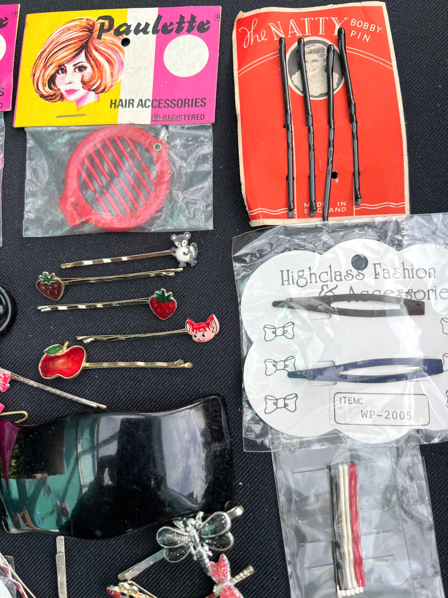 Job Lot of Pink, Red & Black Hair Accessories