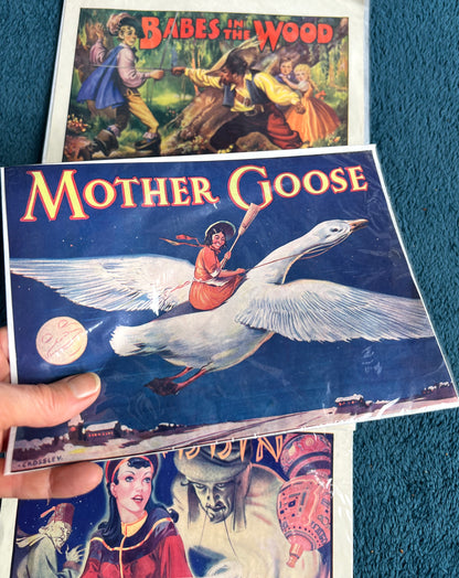 4 Vintage Pantomime Poster Illustrations