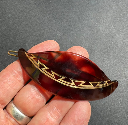 Lovely French 1930s/40s Tortoiseshell and Gold Deco Hair Clip