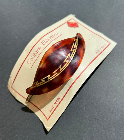 Lovely French 1930s/40s Tortoiseshell and Gold Deco Hair Clip