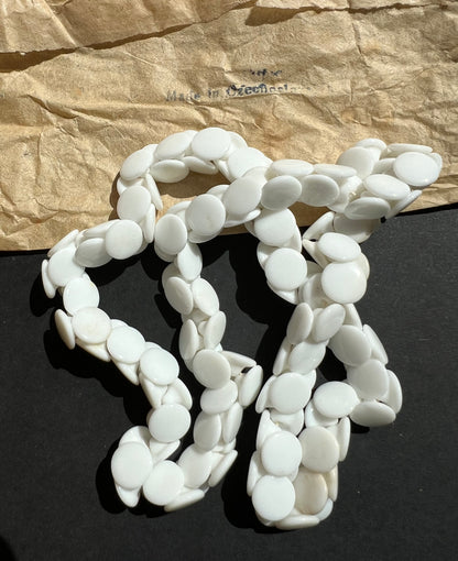 A String of 144 Vintage Czechoslovakian White Glass 1cm Buttons