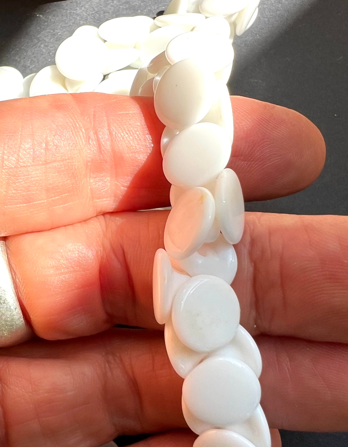 A String of 144 Vintage Czechoslovakian White Glass 1cm Buttons