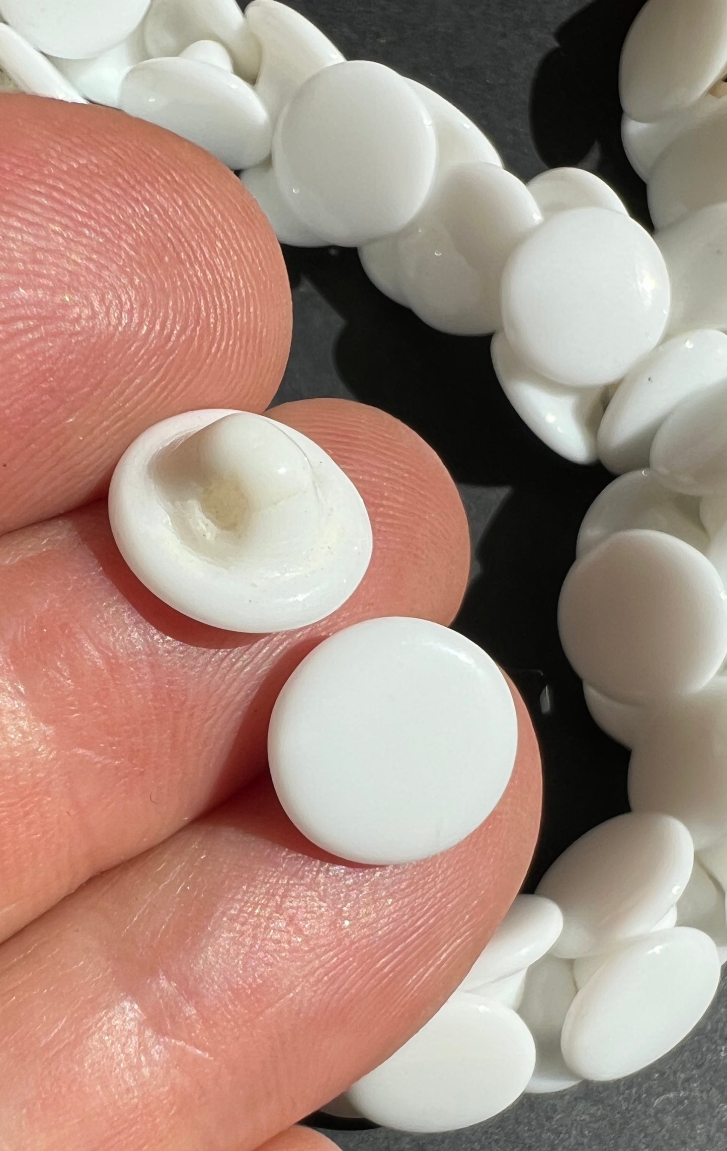 A String of 144 Vintage Czechoslovakian White Glass 1cm Buttons