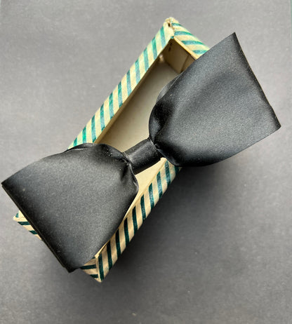 Boxed Big Black Satin Double Bow Hair Clip