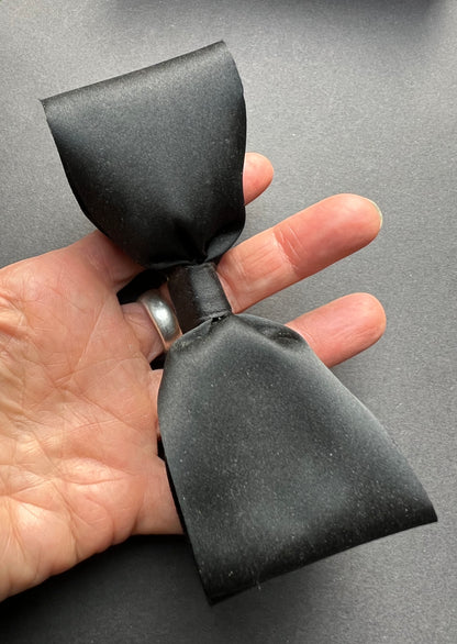 Boxed Big Black Satin Double Bow Hair Clip