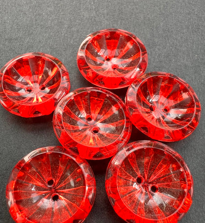 6 Shimmering Red 1.8cm Vintage Buttons