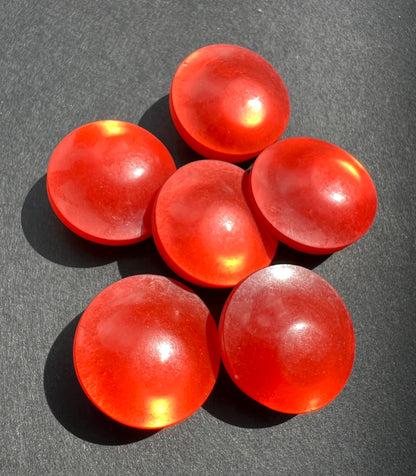 6 Glowing Red 2.2cm Vintage Lucite Buttons