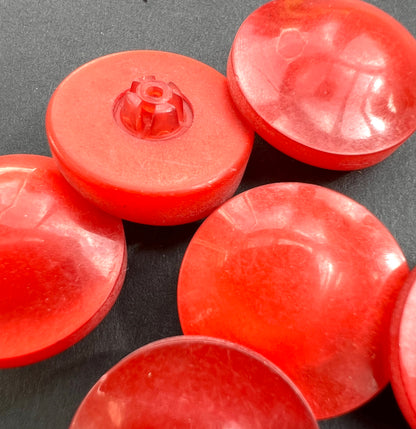 6 Glowing Red 2.2cm Vintage Lucite Buttons