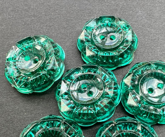 6 Sparkling Green 2.2cm or 1.8cm Vintage Buttons