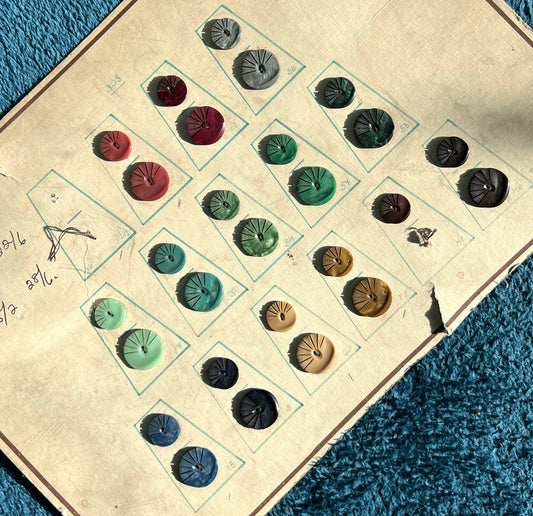 Vintage Sample Display Card of 27 Mid Century Lucite Buttons
