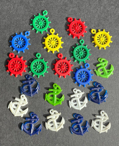 20 Nautical Charms - Anchors and Ships Wheel