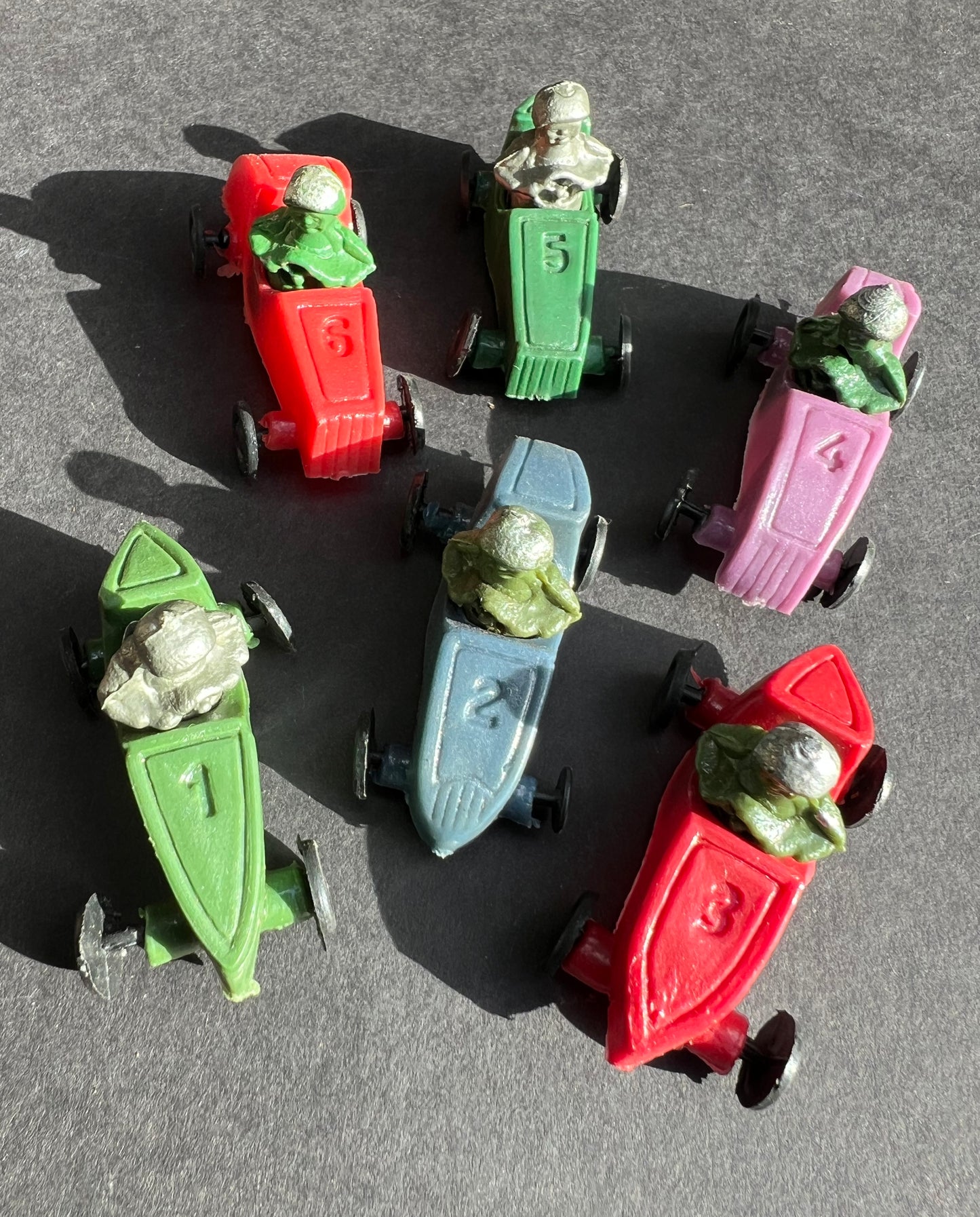 6 Different Vintage 5cm Racing Cars- look like 1930s