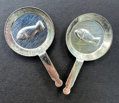 2 Vintage Tin Fish Frying Pans. Obviously.