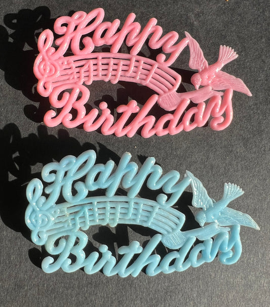 4 Vintage "Musical" Bird HAPPY BIRTHDAY Cake Toppers