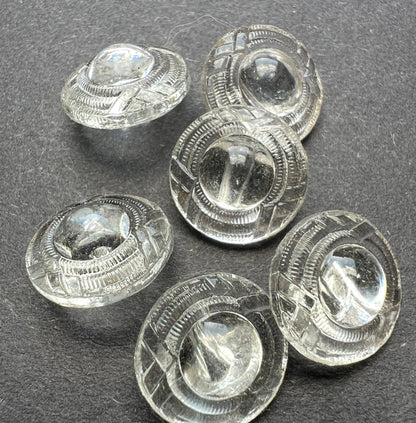 6 Glass 1940s Lovely Deco Design 1.4cm Buttons