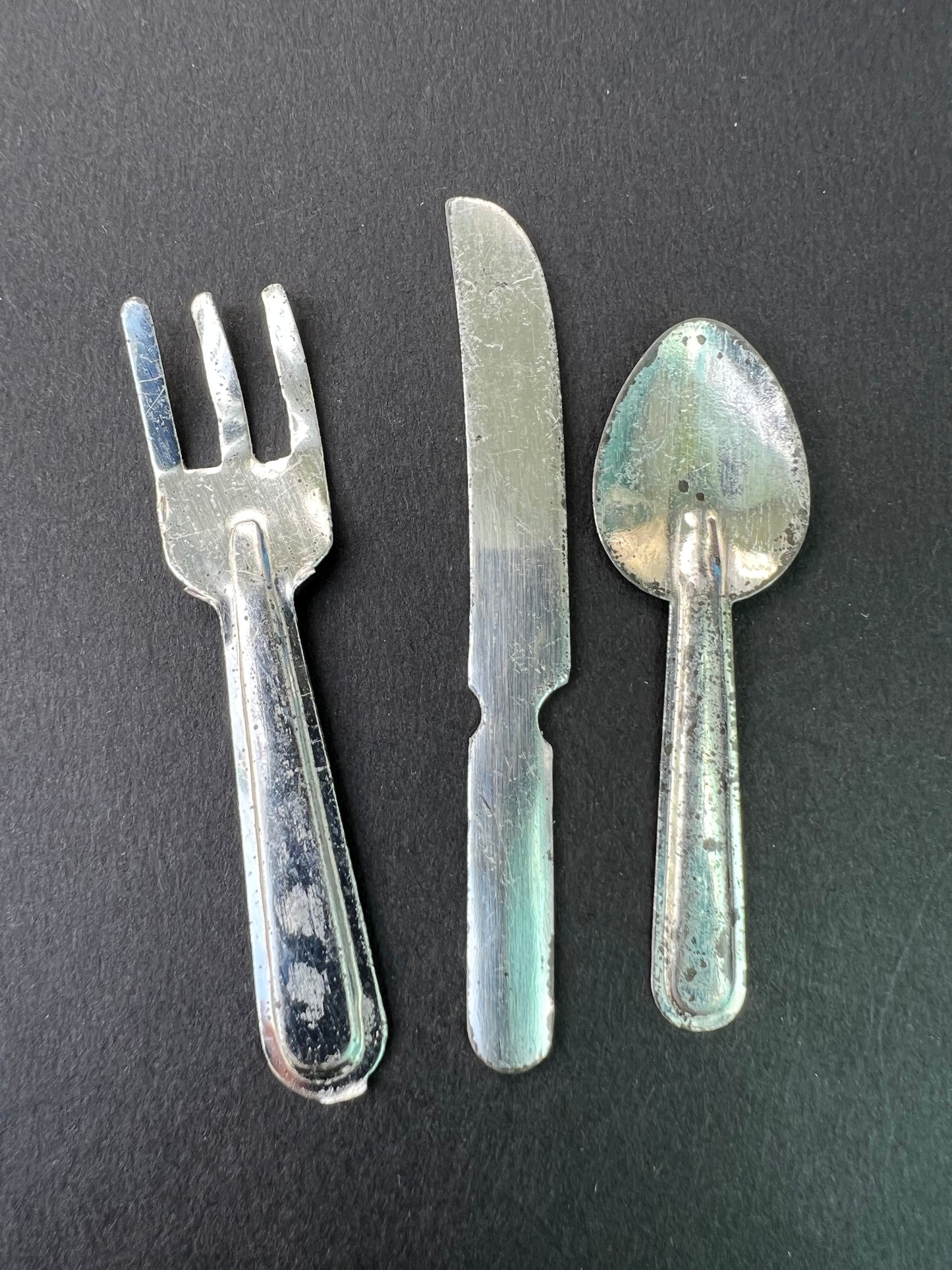 Vintage 6cm Tin Cutlery Set.