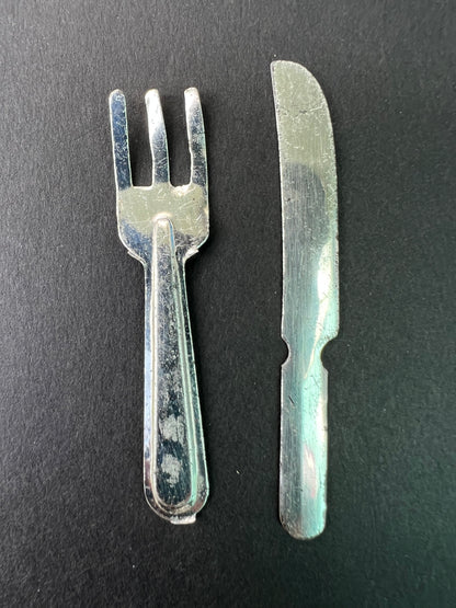 Vintage 6cm Tin Cutlery Set.
