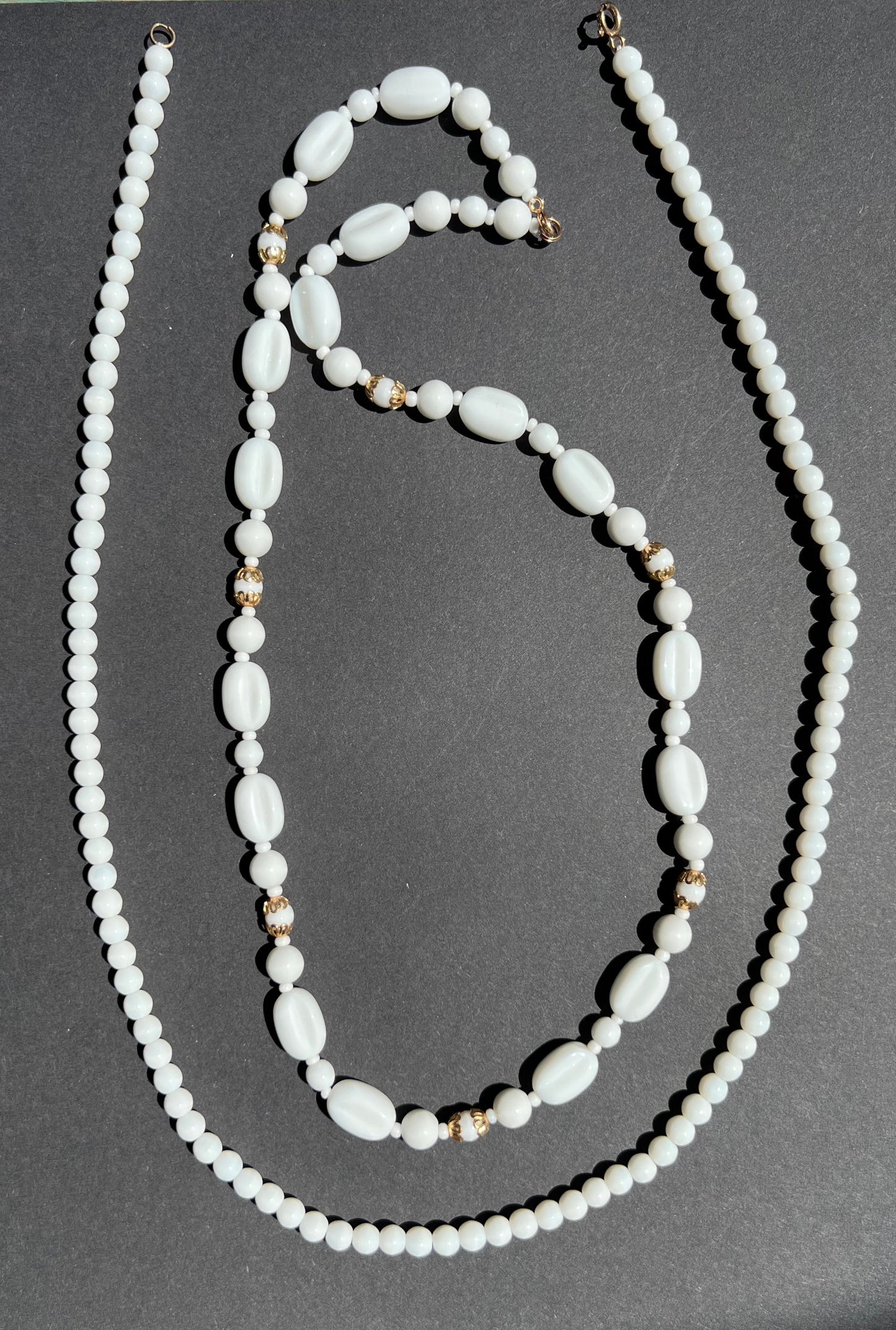 7 Exciting Vintage White Glass Bead Necklaces