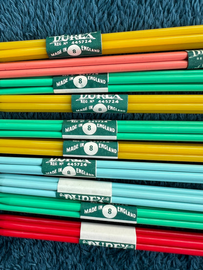 Box of 10 Sets of DUREX Gauge 8 Double Pointed Knitting Needle Sets 10" + 12" long.