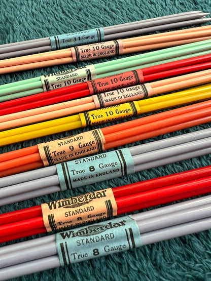 10 Double Pointed Needle Sets-  Vintage Wimberdar 10" + 12" Knitting Needles Gauges 8. 9, 10 and 11