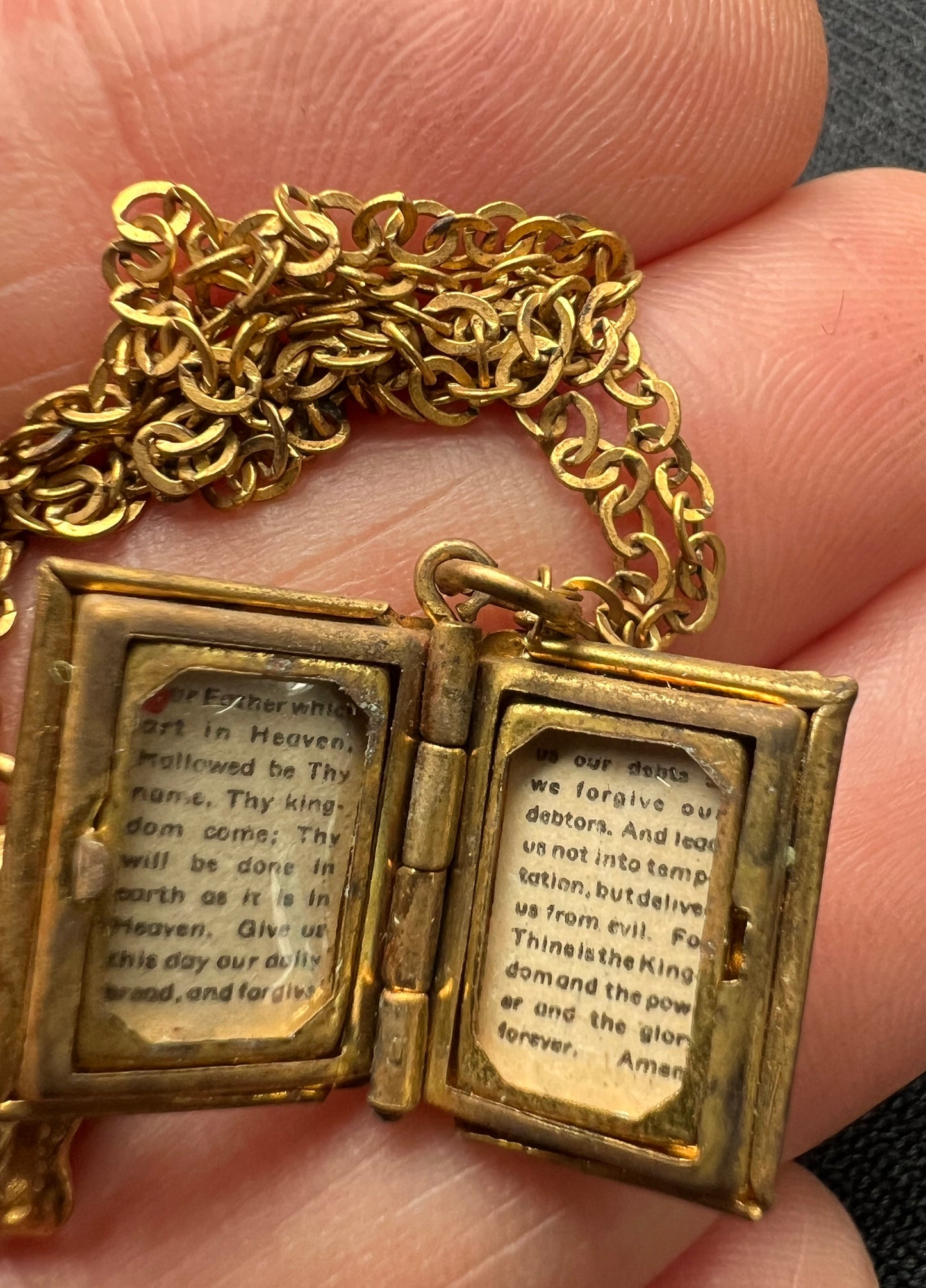 Tiny 1.4cm Vintage Locket containing The Lords Prayer