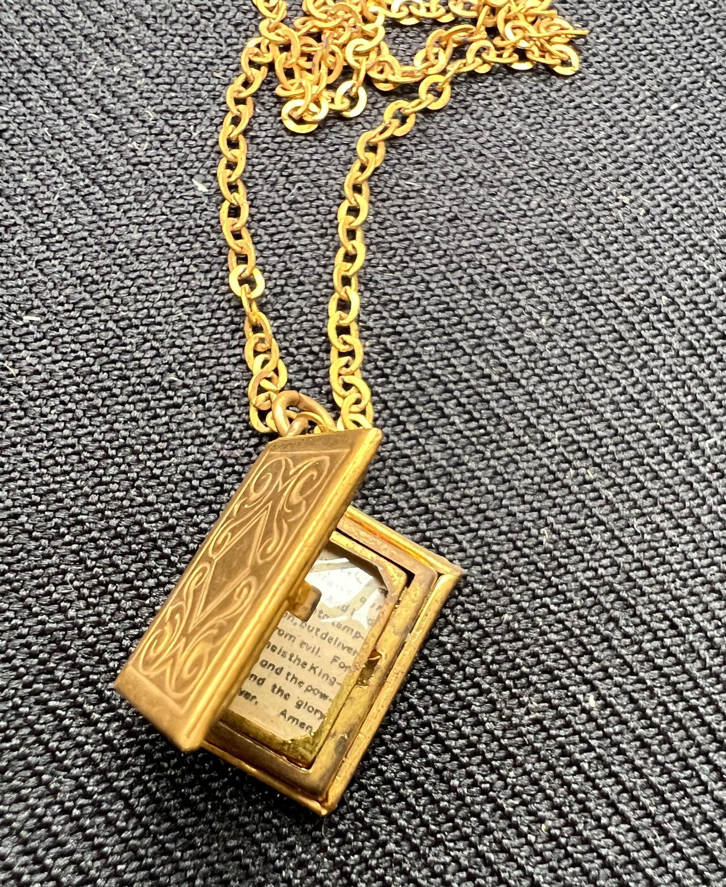 Tiny 1.4cm Vintage Locket containing The Lords Prayer