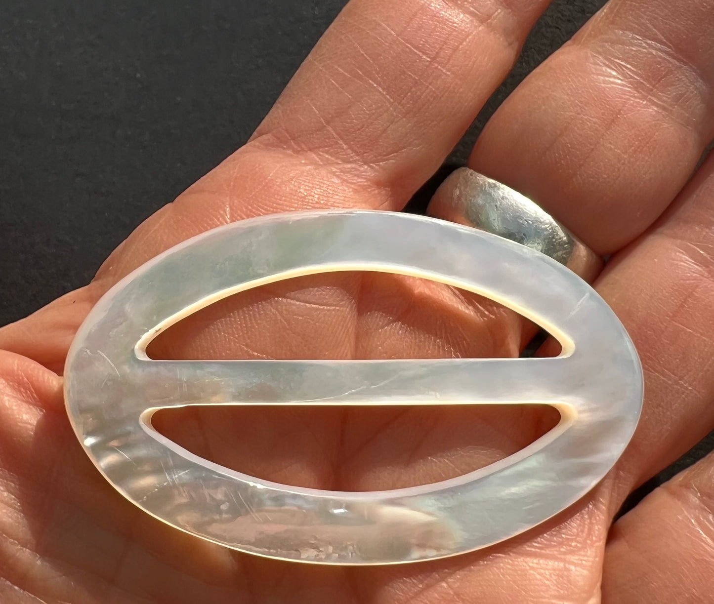 Exceptionally Shimmery Vintage Mother of Pearl 5.7cm Buckle/Slider