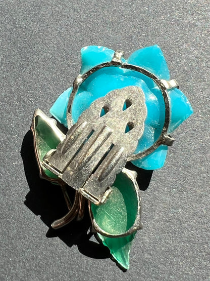 Gorgeous Vintage Glass Flower Dress Clip