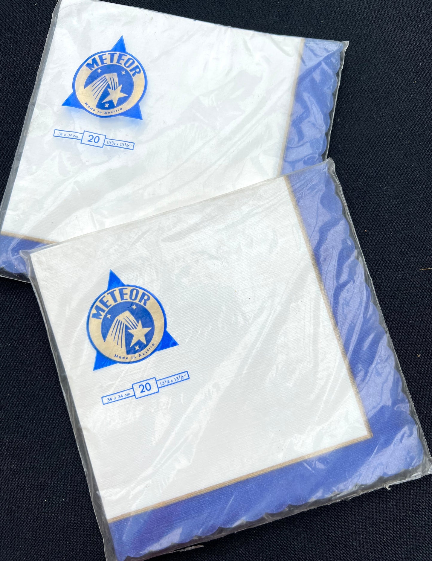 2 Packets x 20 Mid Century METEOR White and Blue Paper Napkins