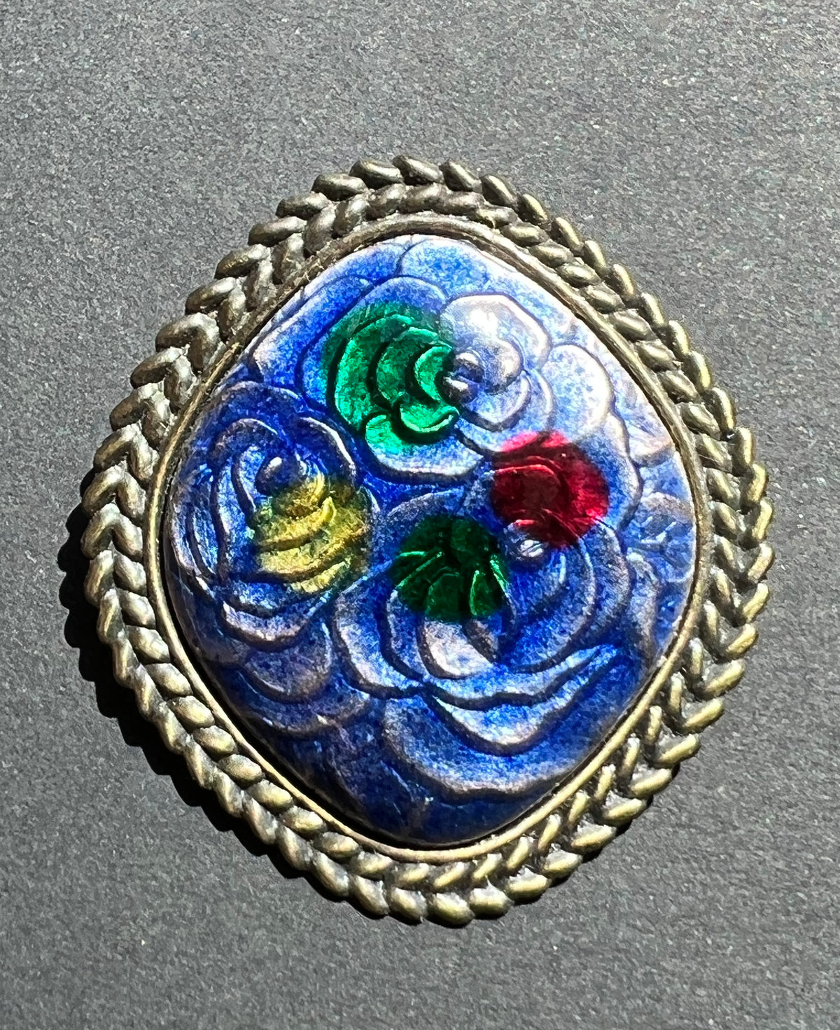 1980s Enamel Blue Floral Brooch