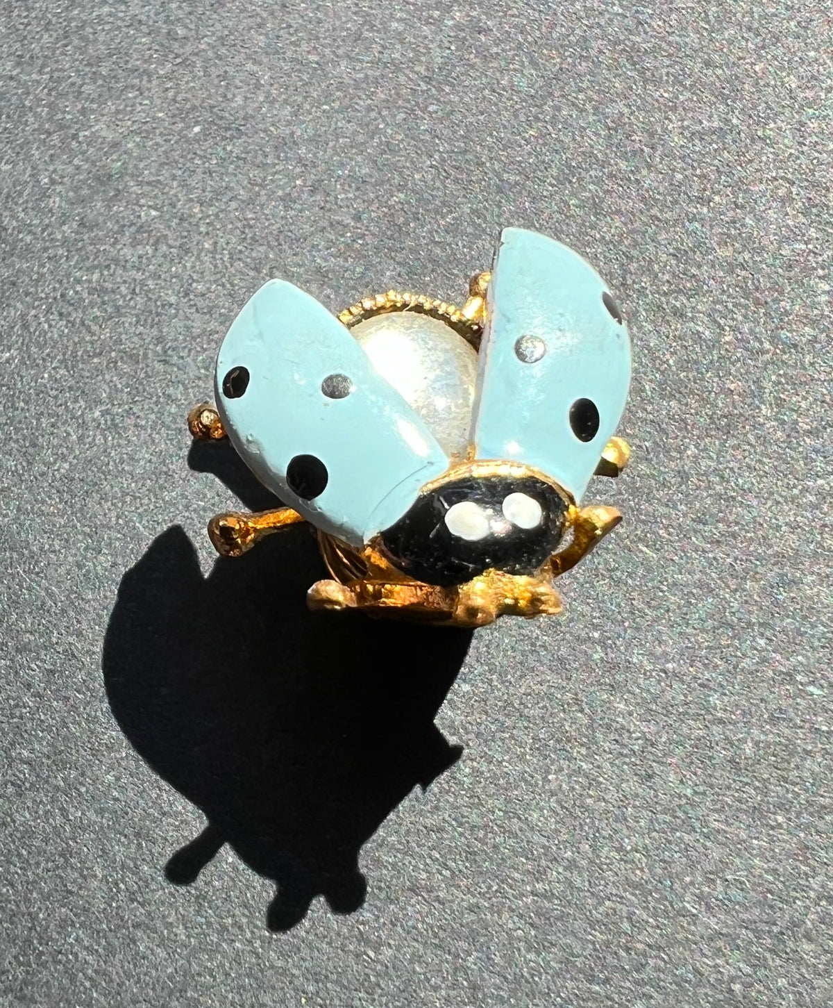 Little Blue Ladybird Vintage Spiral Back Brooch/Lapel Pin