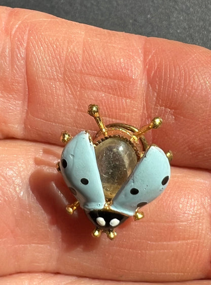 Little Blue Ladybird Vintage Spiral Back Brooch/Lapel Pin