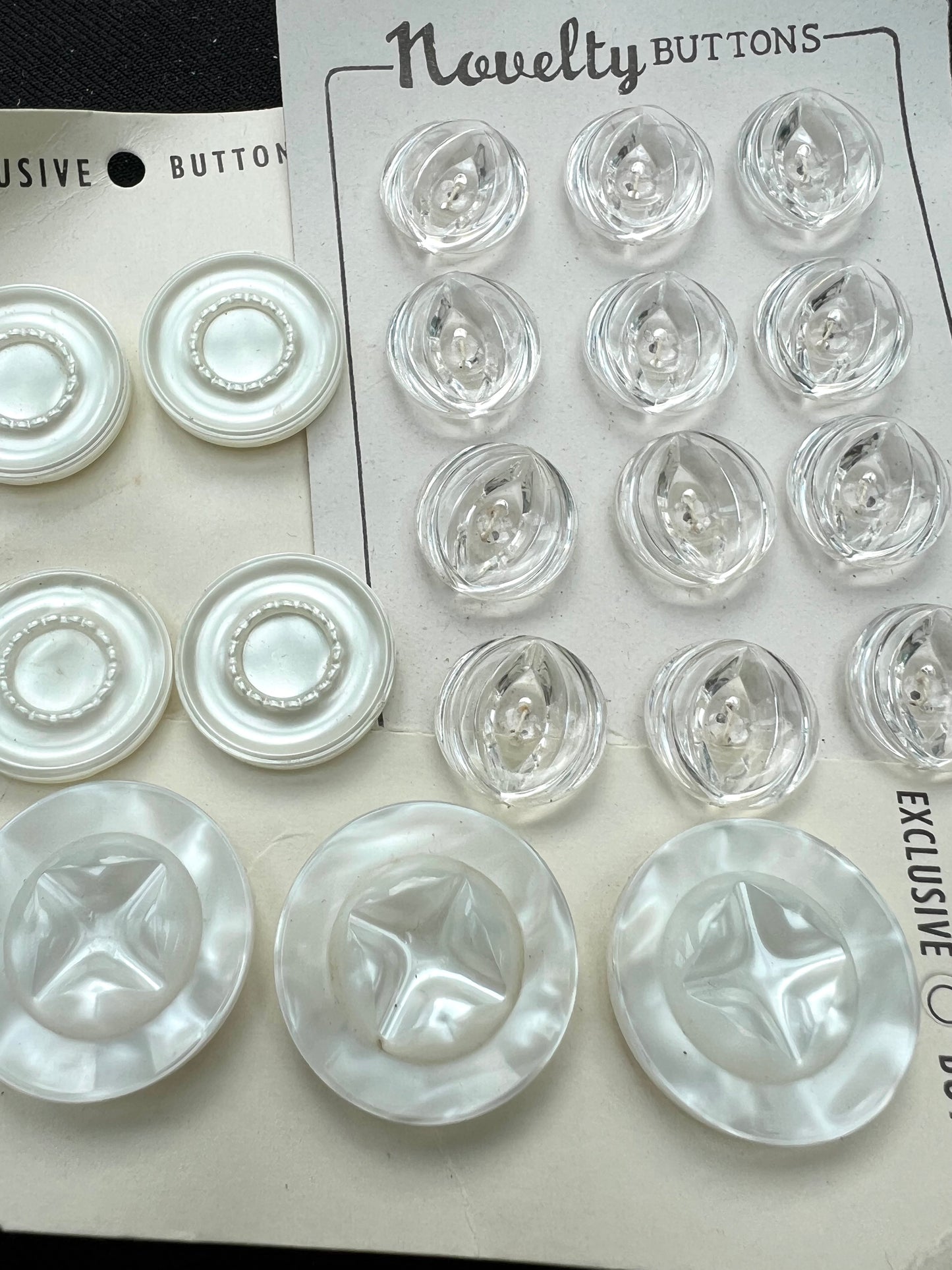 11 sheets of Vintage Pink, Blue, Clear + White Vintage Buttons (D)