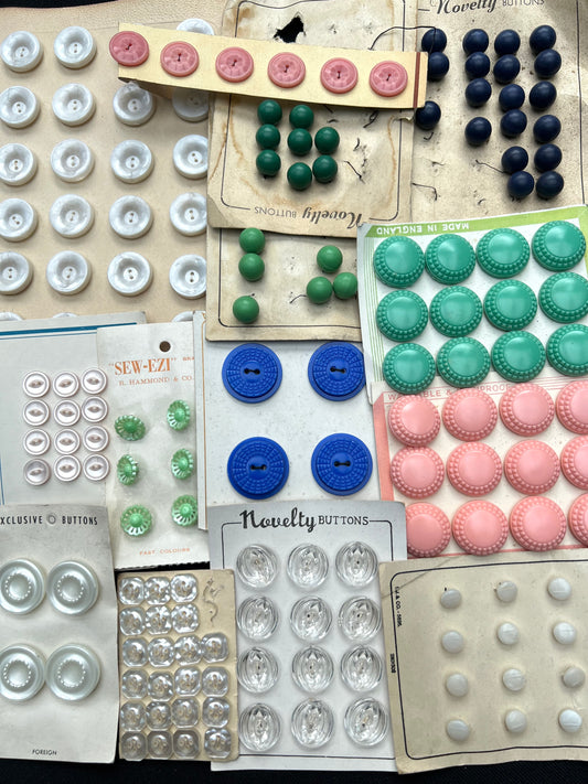 15 sheets of Multicoloured Vintage Glass & Lucite Buttons (E)