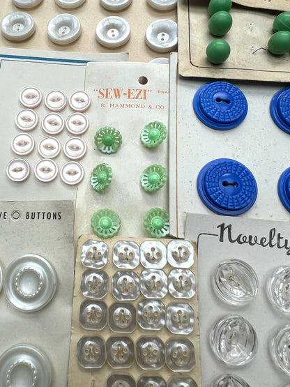 15 sheets of Multicoloured Vintage Glass & Lucite Buttons (E)