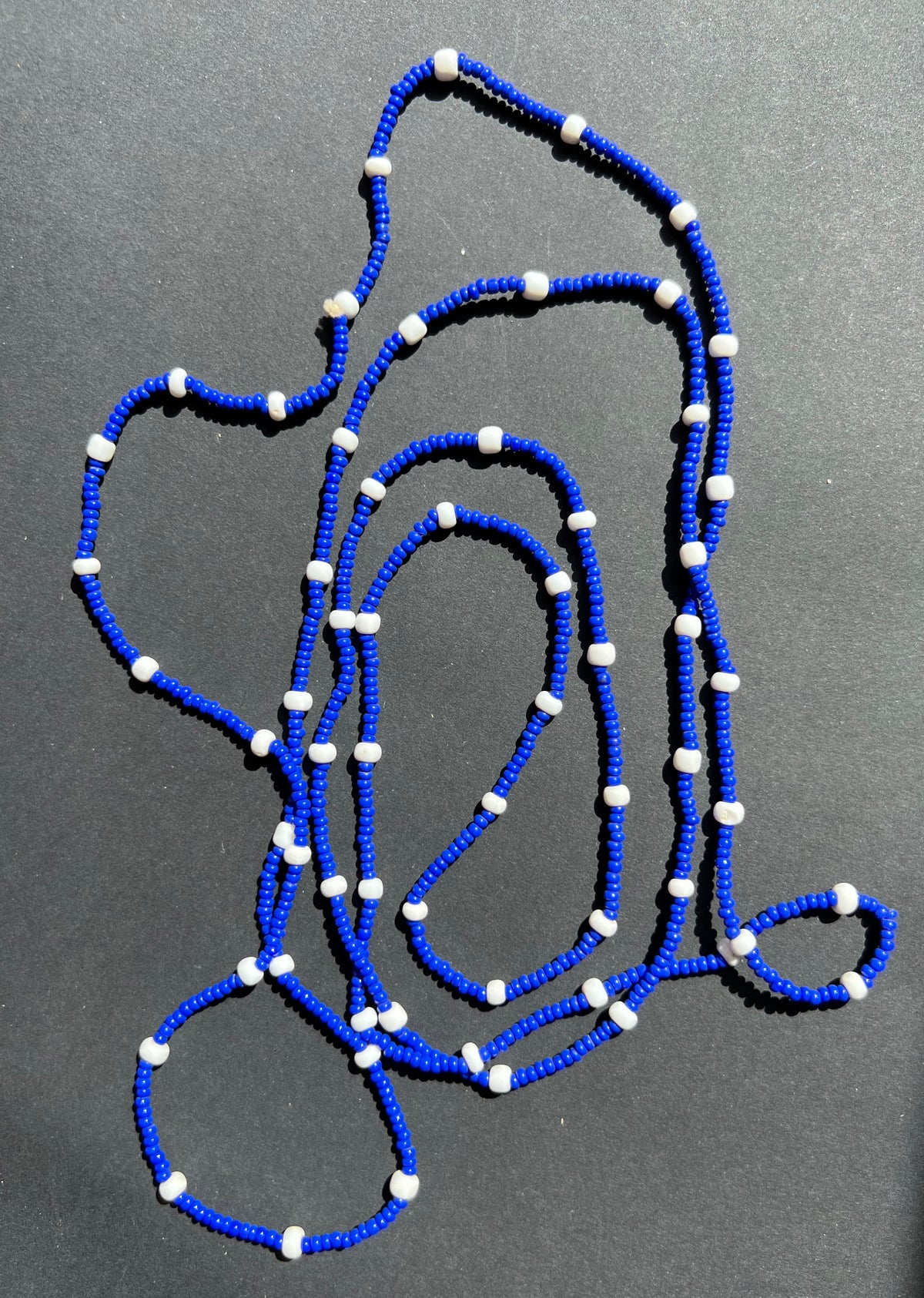 Vintage Blue and White Glass Bead Necklace.