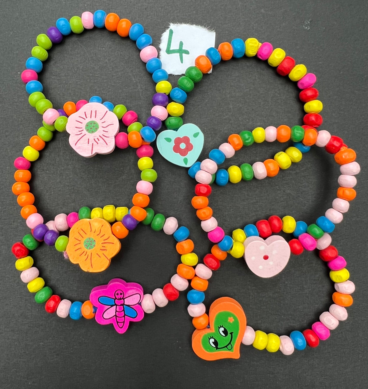 6 Colourful Kids Wooden Bracelets