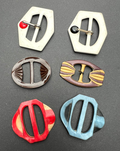 6 Deco Buckles - scuffed or grubby