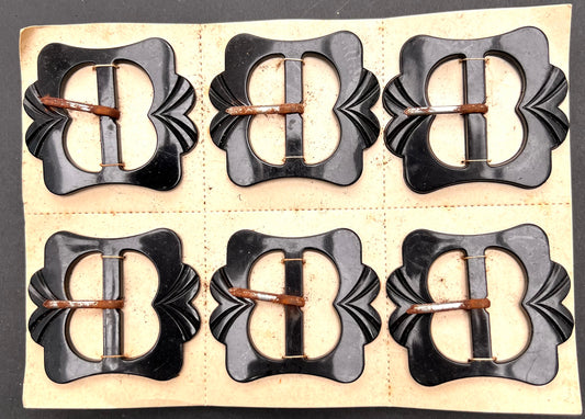 Sheet of 6 Vintage 4.5cm tall 1940s Buckles